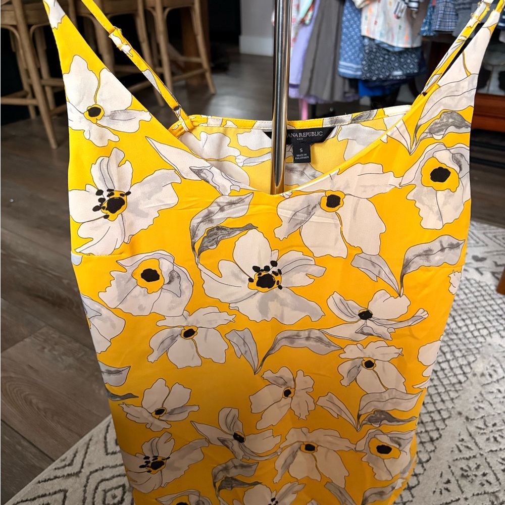 Banana Republic Bright Yellow Floral Tank Top